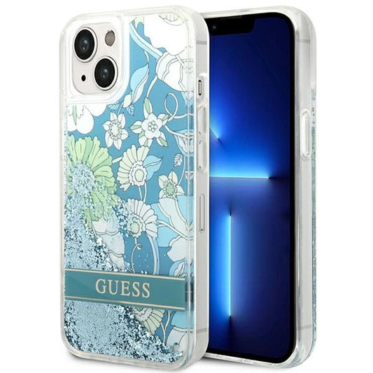 Guess GUHCP14MLFLSN iPhone 14 Plus 6.7 "green / green hardcase Flower Liquid Glitter_0