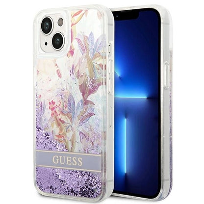 Guess GUHCP14MLFLSU iPhone 14 Plus 6.7 &quot;violet / purple hardcase Flower Liquid Glitter_0
