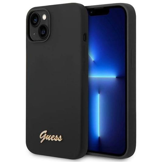 Guess GUHCP14SSLSMK iPhone 14 6.1&quot; black/black hard case Silicone Vintage Gold Logo_0