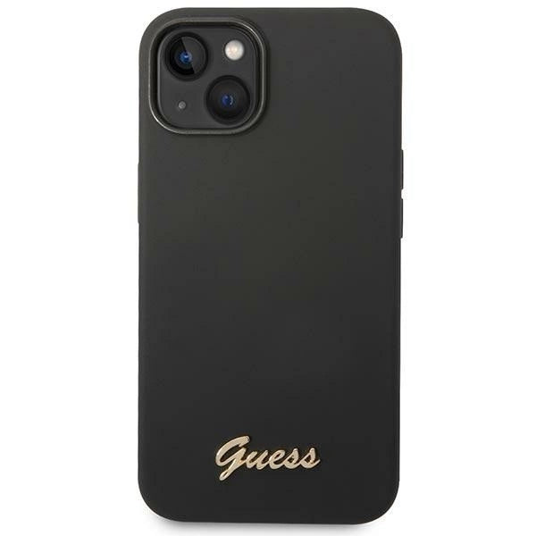 Guess GUHCP14SSLSMK iPhone 14 6.1&quot; black/black hard case Silicone Vintage Gold Logo_2