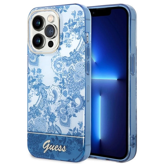 Guess GUHCP14XHGPLHB iPhone 14 Pro Max 6.7&quot; blue/blue hardcase Porcelain Collection_0