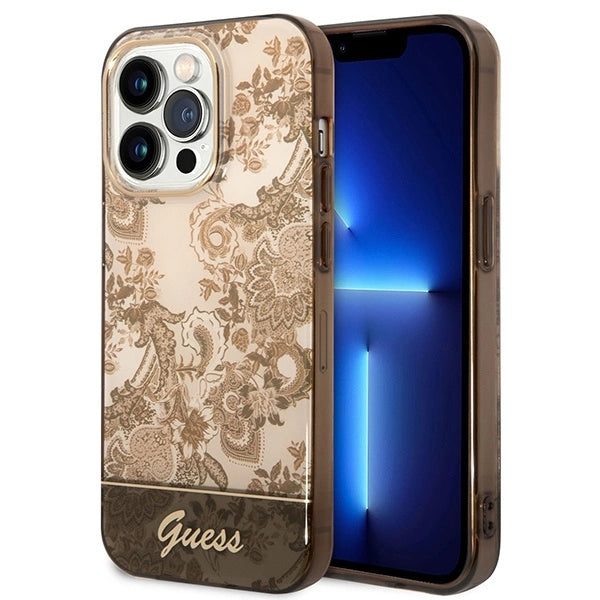 Guess GUHCP14XHGPLHC iPhone 14 Pro Max 6.7" ocher hardcase Porcelain Collection_0