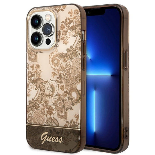 Guess GUHCP14XHGPLHC iPhone 14 Pro Max 6.7" ocher hardcase Porcelain Collection_0