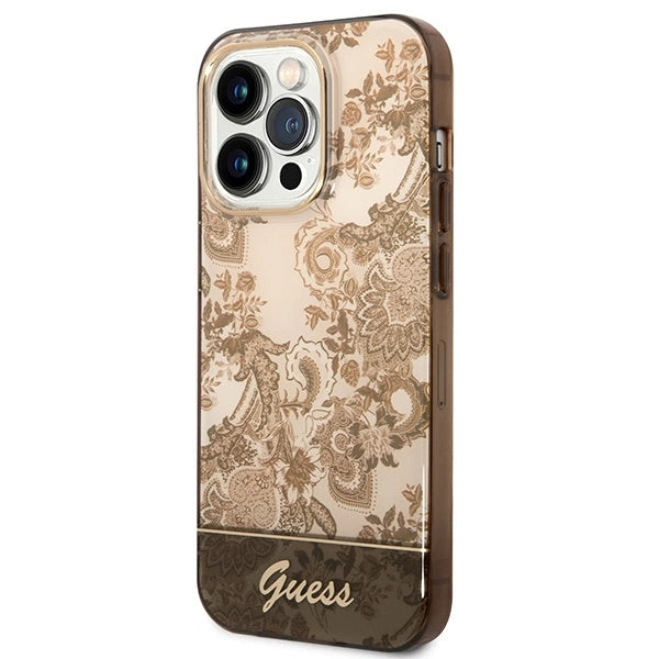 Guess GUHCP14XHGPLHC iPhone 14 Pro Max 6.7" ocher hardcase Porcelain Collection_1