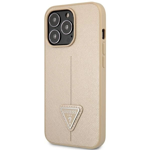 Guess GUHCP14XPSATLE iPhone 14 Pro Max 6,7 &quot;beige / beige hardcase SaffianoTriangle Logo_1