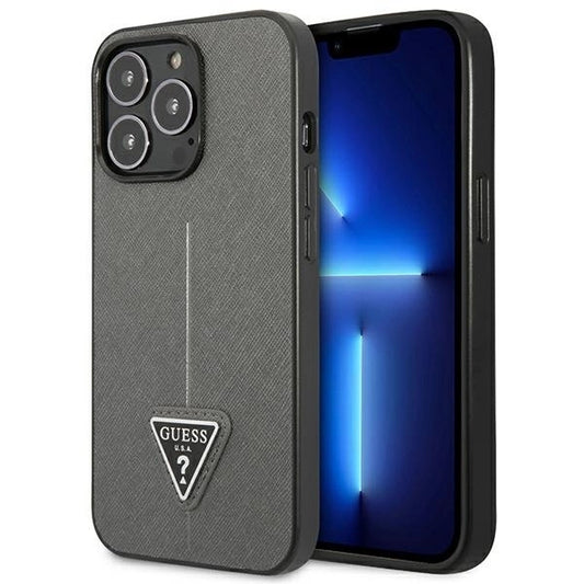 Guess GUHCP14XPSATLG iPhone 14 Pro Max 6.7 &quot;silver / silver hardcase SaffianoTriangle Logo_0