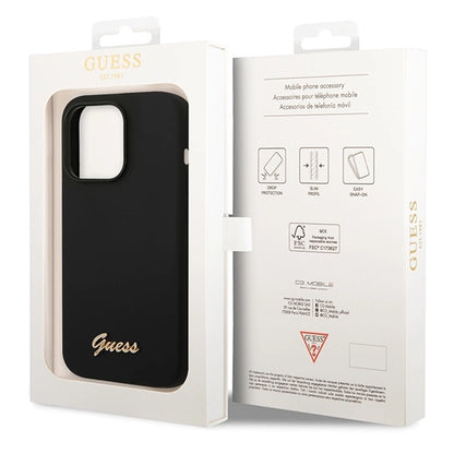 Guess GUHCP14XSLSMK iPhone 14 Pro Max 6.7" black/black hard case Silicone Vintage Gold Logo_7