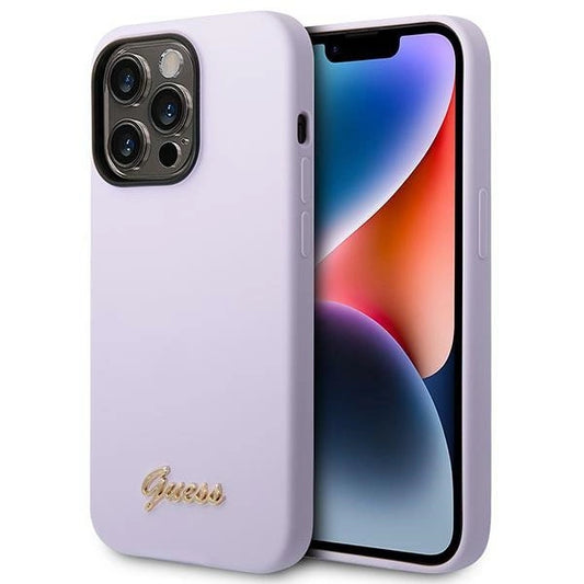Guess GUHCP14XSLSMU iPhone 14 Pro Max 6.7&quot; purple/purple hard case Silicone Vintage Gold Logo_0