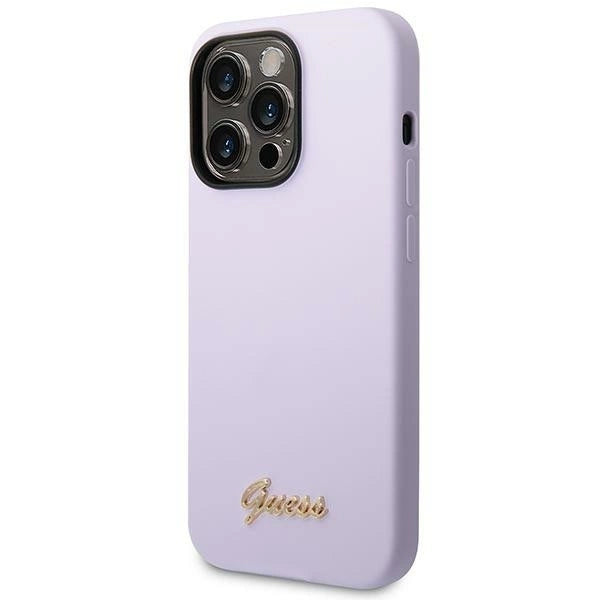 Guess GUHCP14XSLSMU iPhone 14 Pro Max 6.7&quot; purple/purple hard case Silicone Vintage Gold Logo_1