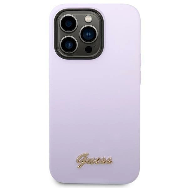 Guess GUHCP14XSLSMU iPhone 14 Pro Max 6.7&quot; purple/purple hard case Silicone Vintage Gold Logo_2