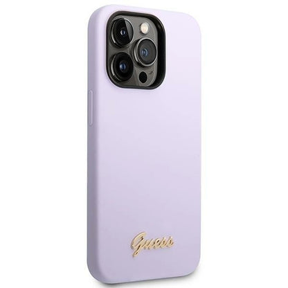Guess GUHCP14XSLSMU iPhone 14 Pro Max 6.7&quot; purple/purple hard case Silicone Vintage Gold Logo_3