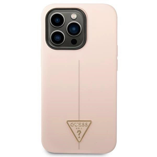 Guess GUHCP14XSLTGP iPhone 14 Pro Max 6.7" pink/pink hardcase Silicone Triangle_2