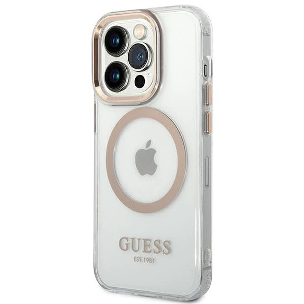 Guess GUHMP14LHTRMD iPhone 14 Pro 6.1 "gold / gold hard case Metal Outline Magsafe_1