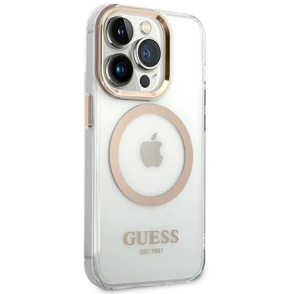 Guess GUHMP14LHTRMD iPhone 14 Pro 6.1 "gold / gold hard case Metal Outline Magsafe_3