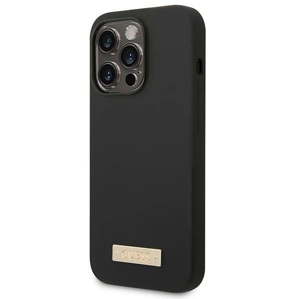 Guess GUHMP14LSBPLK iPhone 14 Pro 6.1" black/black hard case Silicone Logo Plate MagSafe_1