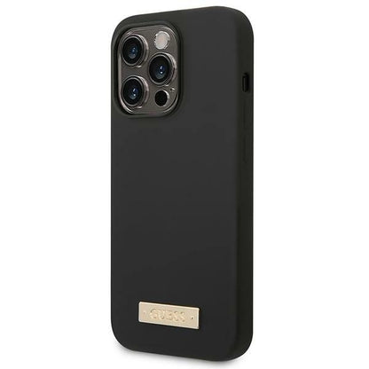 Guess GUHMP14LSBPLK iPhone 14 Pro 6.1" black/black hard case Silicone Logo Plate MagSafe_1