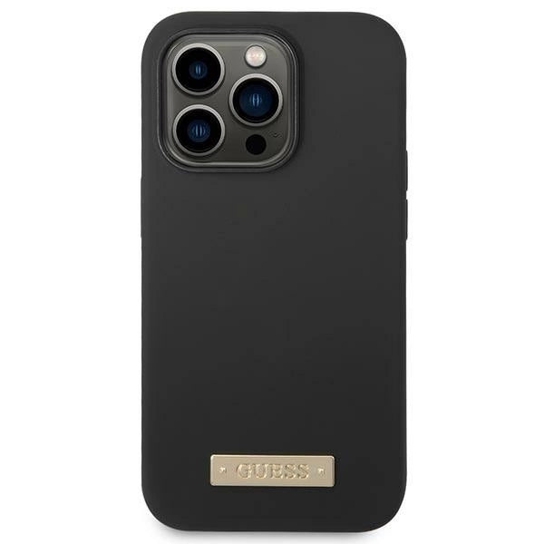 Guess GUHMP14LSBPLK iPhone 14 Pro 6.1" black/black hard case Silicone Logo Plate MagSafe_2