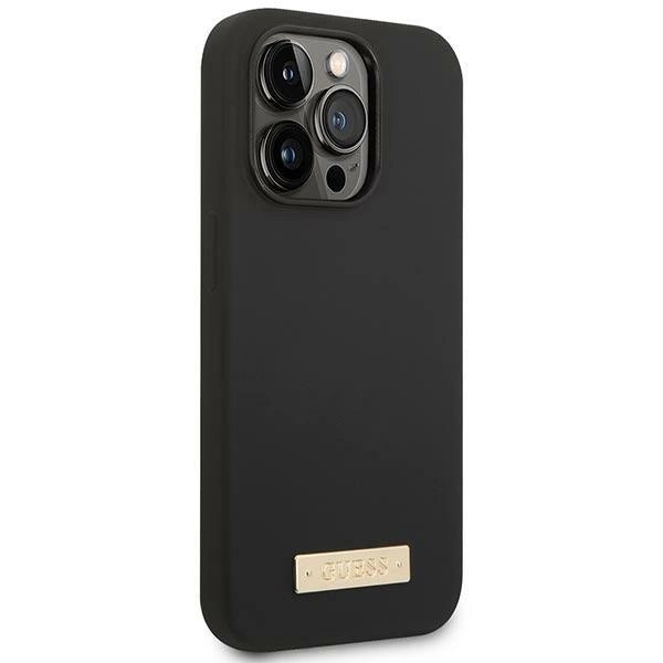 Guess GUHMP14LSBPLK iPhone 14 Pro 6.1" black/black hard case Silicone Logo Plate MagSafe_3
