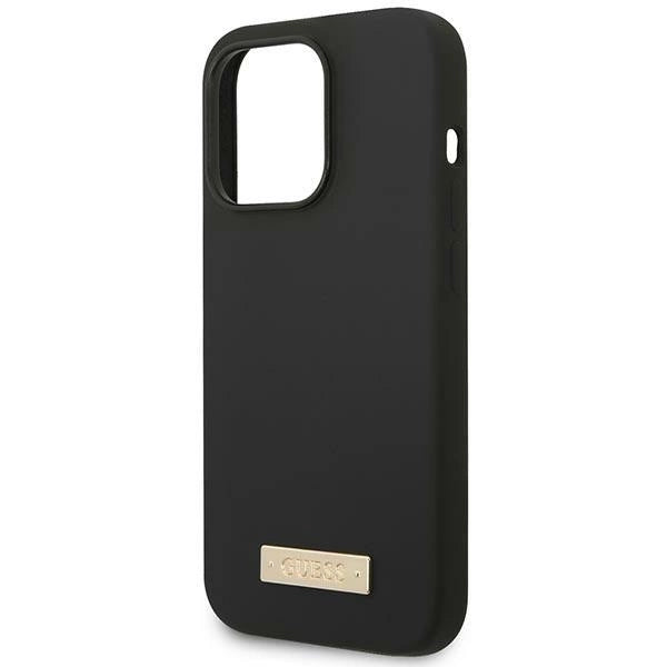 Guess GUHMP14LSBPLK iPhone 14 Pro 6.1" black/black hard case Silicone Logo Plate MagSafe_5