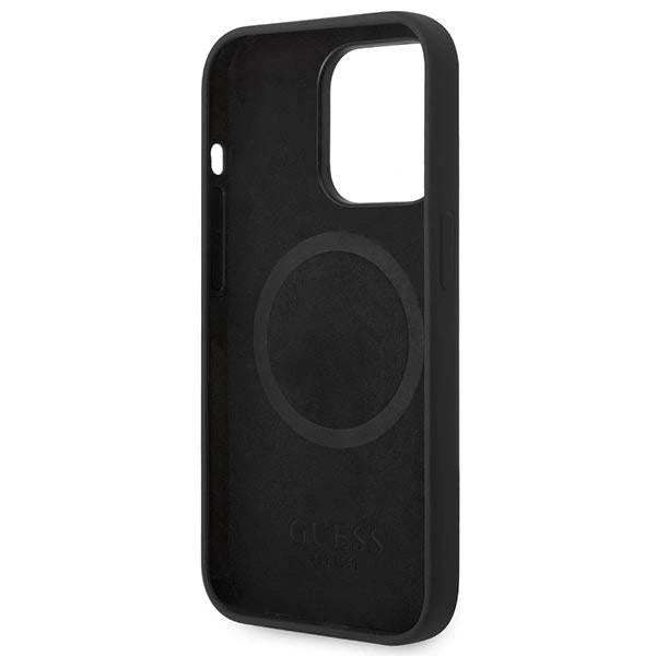 Guess GUHMP14LSBPLK iPhone 14 Pro 6.1" black/black hard case Silicone Logo Plate MagSafe_6