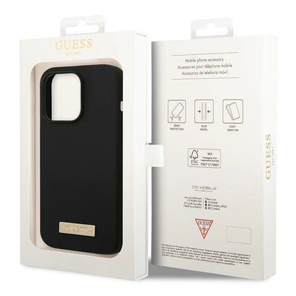 Guess GUHMP14LSBPLK iPhone 14 Pro 6.1" black/black hard case Silicone Logo Plate MagSafe_7