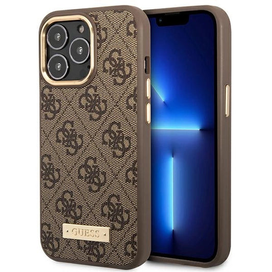 Guess GUHMP14LU4GPRW iPhone 14 Pro 6.1 "brown / brown hard case 4G Logo Plate MagSafe_0