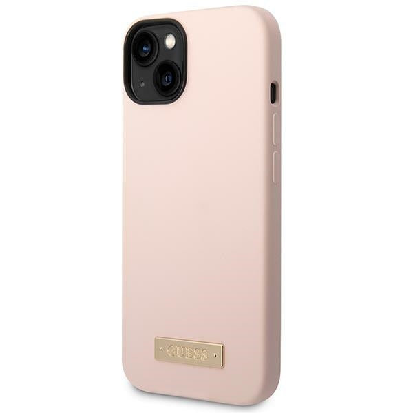 Guess GUHMP14MSBPLP iPhone 14 Plus 6.7 "pink / pink hard case Silicone Logo Plate MagSafe_1