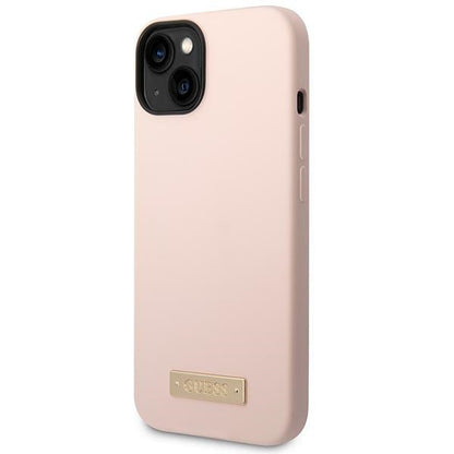 Guess GUHMP14MSBPLP iPhone 14 Plus 6.7 "pink / pink hard case Silicone Logo Plate MagSafe_1