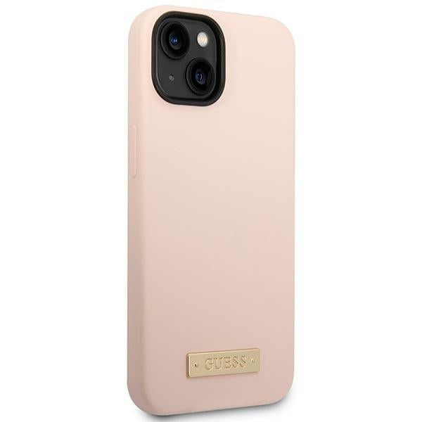 Guess GUHMP14MSBPLP iPhone 14 Plus 6.7 "pink / pink hard case Silicone Logo Plate MagSafe_3