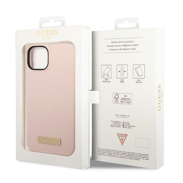 Guess GUHMP14MSBPLP iPhone 14 Plus 6.7 "pink / pink hard case Silicone Logo Plate MagSafe_7