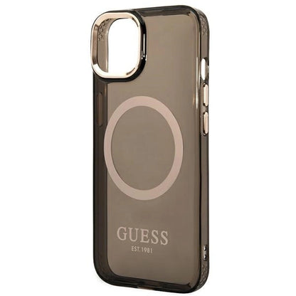 Guess GUHMP14SHTCMK iPhone 14 6.1" black/black hard case Gold Outline Translucent MagSafe_5