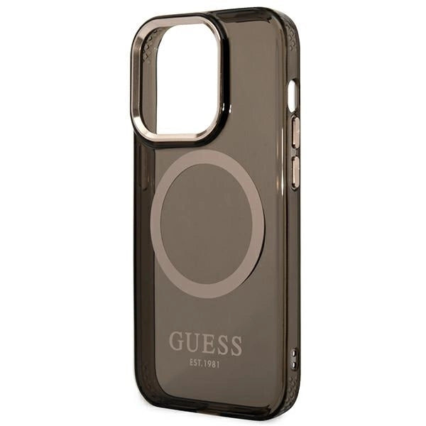 Guess GUHMP14XHTCMK iPhone 14 Pro Max 6.7" black/black hard case Gold Outline Translucent MagSafe_5