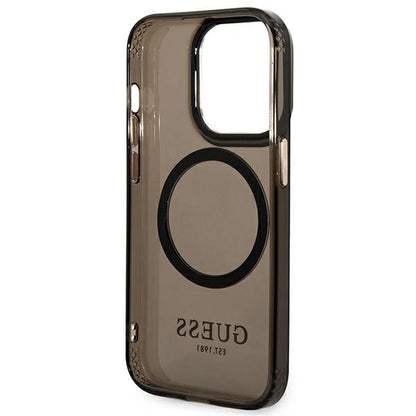 Guess GUHMP14XHTCMK iPhone 14 Pro Max 6.7" black/black hard case Gold Outline Translucent MagSafe_6