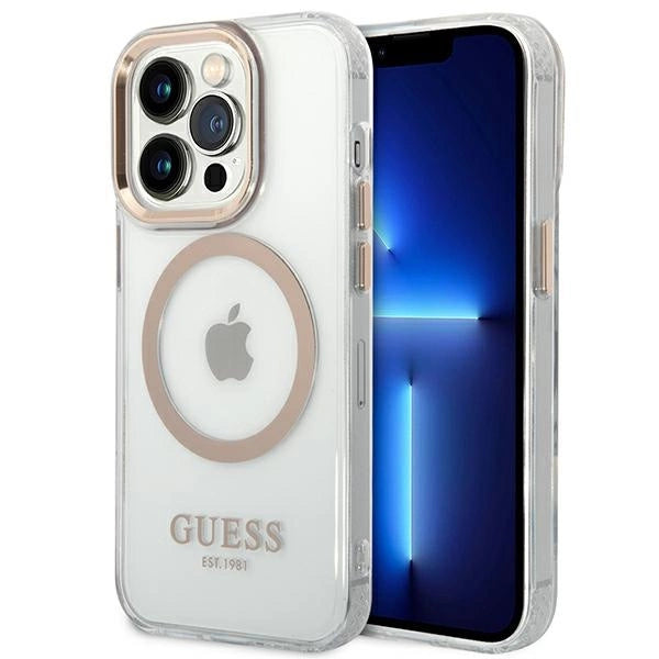 Guess GUHMP14XHTRMD iPhone 14 Pro Max 6.7 "gold / gold hard case Metal Outline Magsafe_0