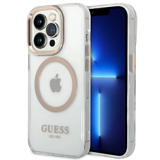 Guess GUHMP14XHTRMD iPhone 14 Pro Max 6.7 "gold / gold hard case Metal Outline Magsafe_0
