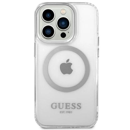 Guess GUHMP14XHTRMS iPhone 14 Pro Max 6.7&quot; silver/silver hard case Metal Outline Magsafe_2