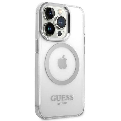 Guess GUHMP14XHTRMS iPhone 14 Pro Max 6.7&quot; silver/silver hard case Metal Outline Magsafe_3