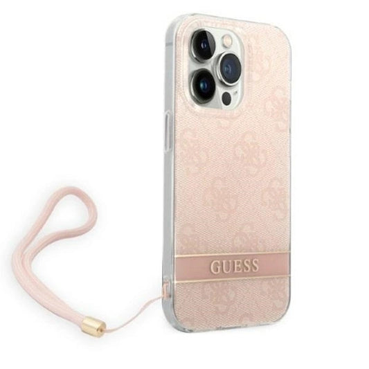 Guess 4G Print Strap iPhone 14 Pro Case - Pink_0