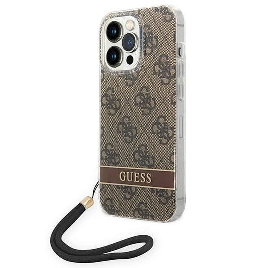 Guess GUOHCP14LH4STW iPhone 14 Pro 6.1 "brown / brown hardcase 4G Print Strap_0