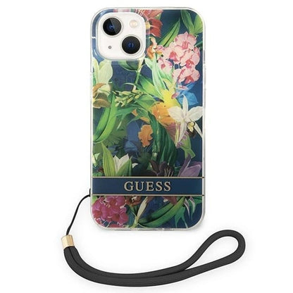 Guess GUOHCP14MHFLSB iPhone 14 Plus 6.7 "blue / blue hardcase Flower Strap_1