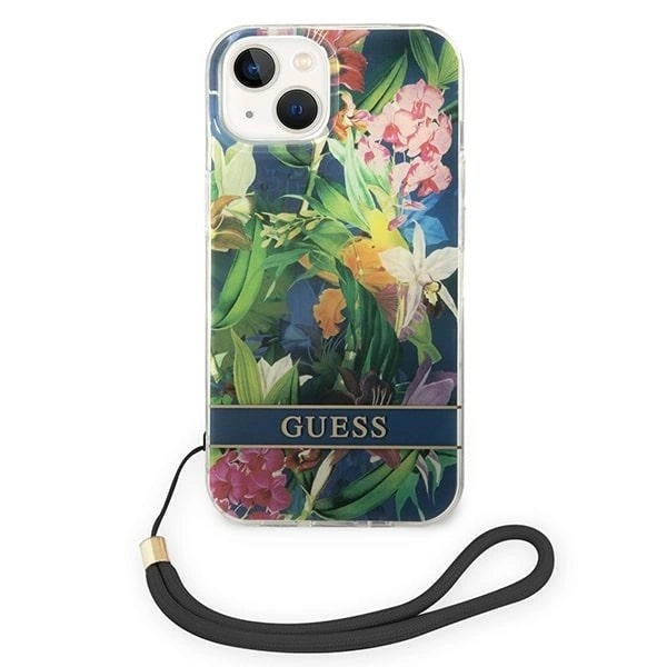 Guess GUOHCP14SHFLSB iPhone 14 6.1 "blue / blue hardcase Flower Strap_1