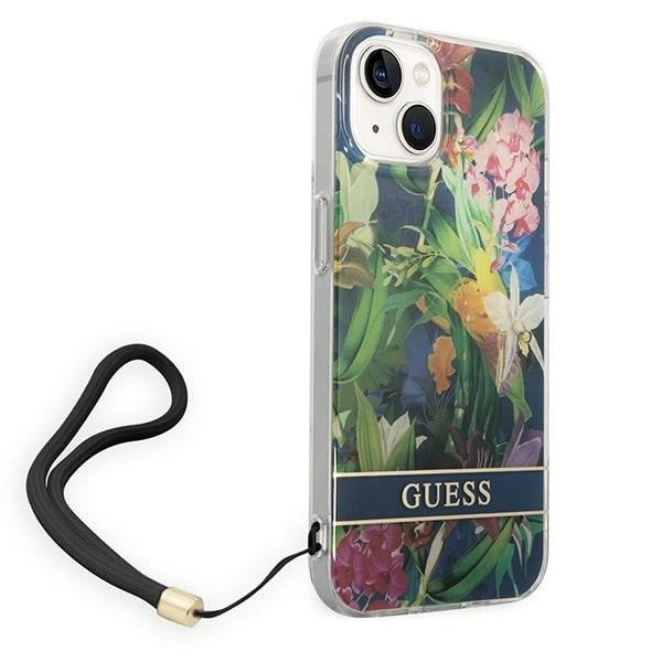 Guess GUOHCP14SHFLSB iPhone 14 6.1 "blue / blue hardcase Flower Strap_2