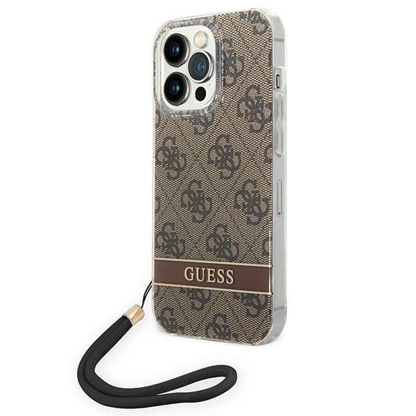 Guess GUOHCP14XH4STW iPhone 14 Pro Max 6.7 "brown / brown hardcase 4G Print Strap_0