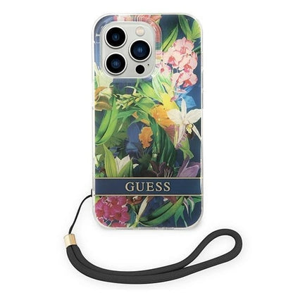 Guess GUOHCP14XHFLSB iPhone 14 Pro Max 6.7 "blue / blue hardcase Flower Strap_1