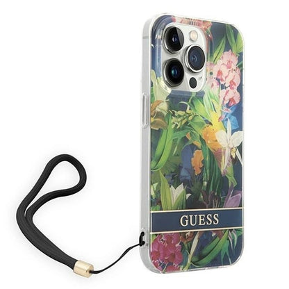 Guess GUOHCP14XHFLSB iPhone 14 Pro Max 6.7 "blue / blue hardcase Flower Strap_2