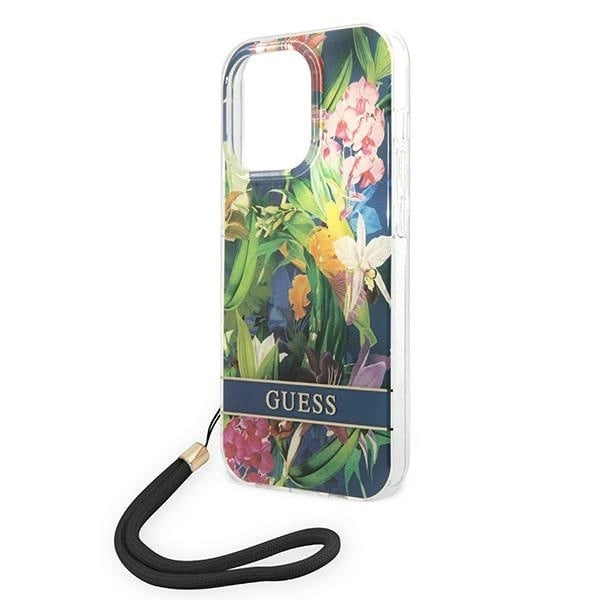 Guess GUOHCP14XHFLSB iPhone 14 Pro Max 6.7 "blue / blue hardcase Flower Strap_4