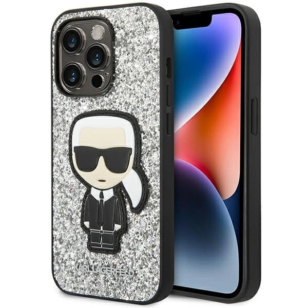 Karl Lagerfeld KLHCP14LGFKPG iPhone 14 Pro 6.1 "hardcase silver / silver Glitter Flakes Ikonik_0