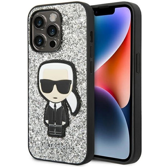 Karl Lagerfeld KLHCP14LGFKPG iPhone 14 Pro 6.1 "hardcase silver / silver Glitter Flakes Ikonik_0
