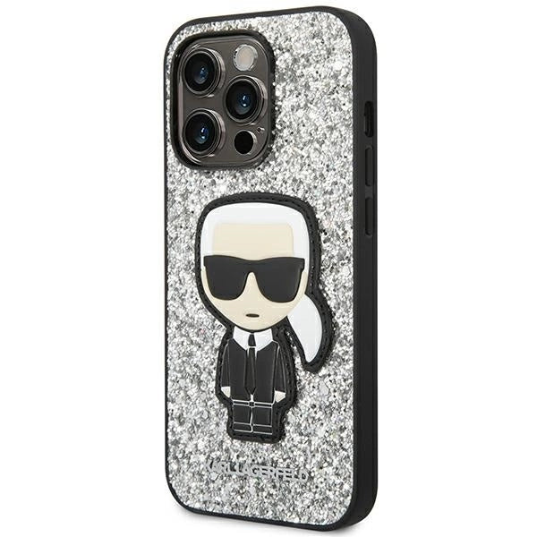 Karl Lagerfeld KLHCP14LGFKPG iPhone 14 Pro 6.1 "hardcase silver / silver Glitter Flakes Ikonik_1