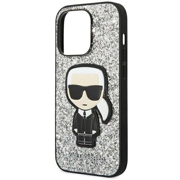 Karl Lagerfeld KLHCP14LGFKPG iPhone 14 Pro 6.1 "hardcase silver / silver Glitter Flakes Ikonik_5